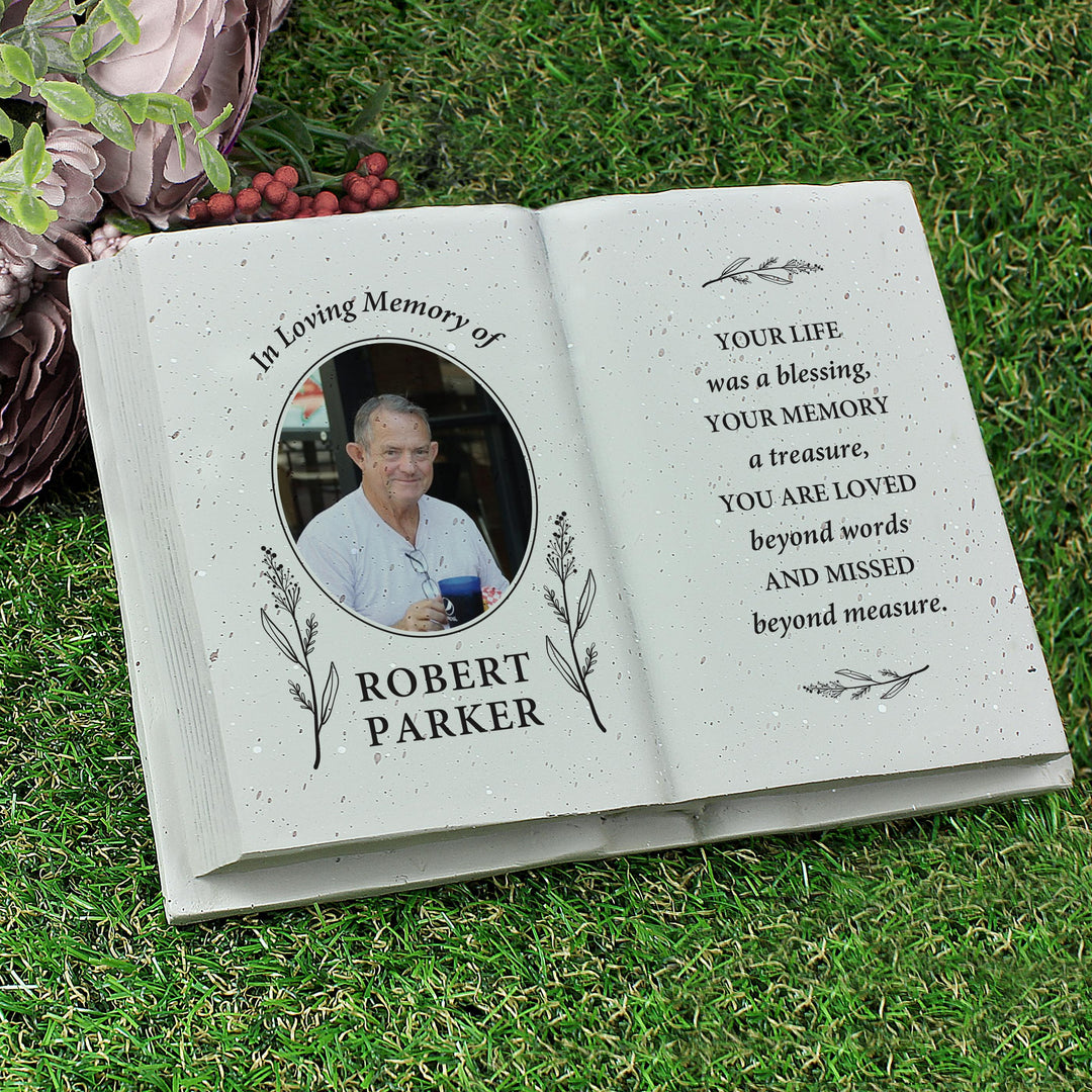 Personalised Botanical Memorial Photo Upload Resin Book – alternative view