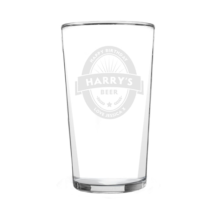 Personalised Beer Label Pint Glass, The Personal Shop, personalised gifts