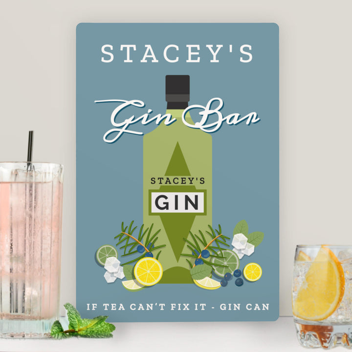 Personalised Gin Bar Metal Sign – alternative view