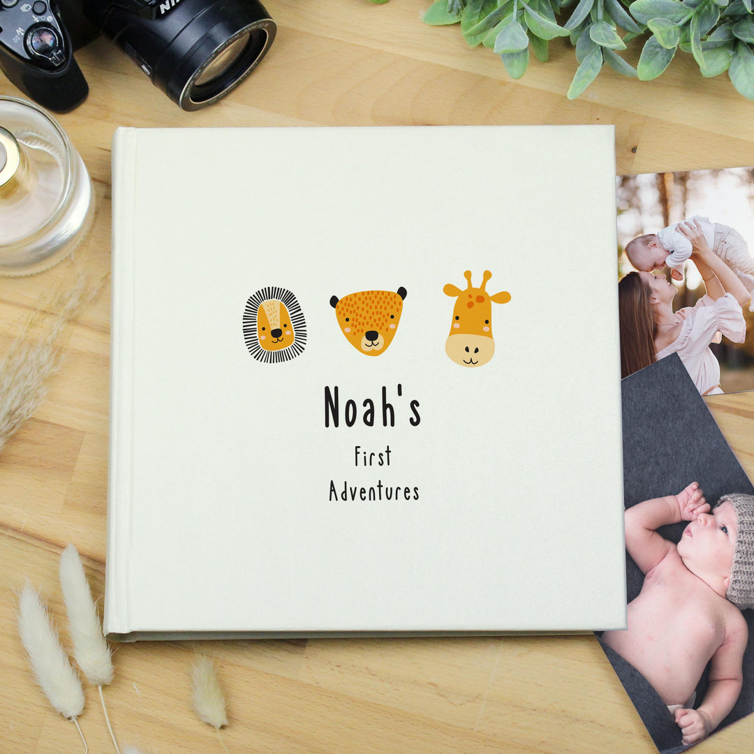 Personalised Scandi Safari Animals Square Photo Album, The Personal Shop, personalised gifts