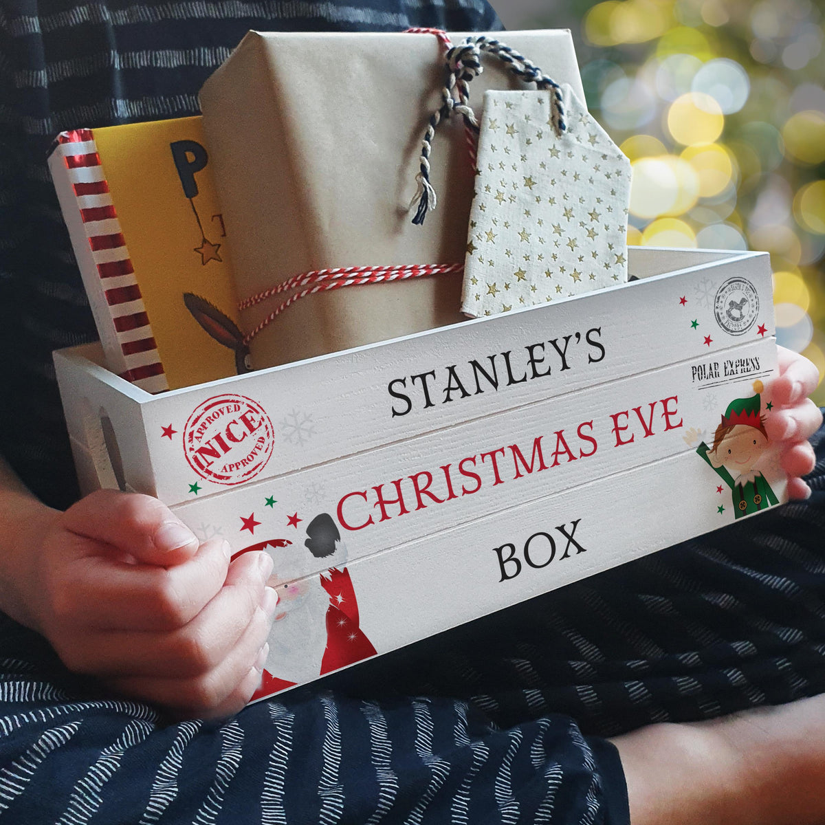Personalised Christmas White Wooden Crate – alternative view
