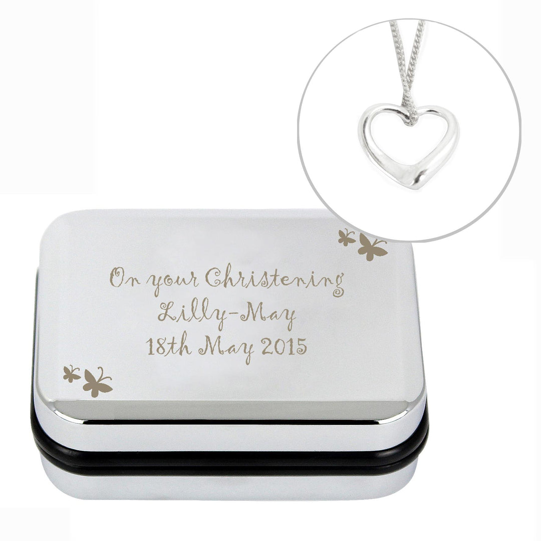 Personalised Butterfly Heart Necklace and Box, The Personal Shop, personalised gifts