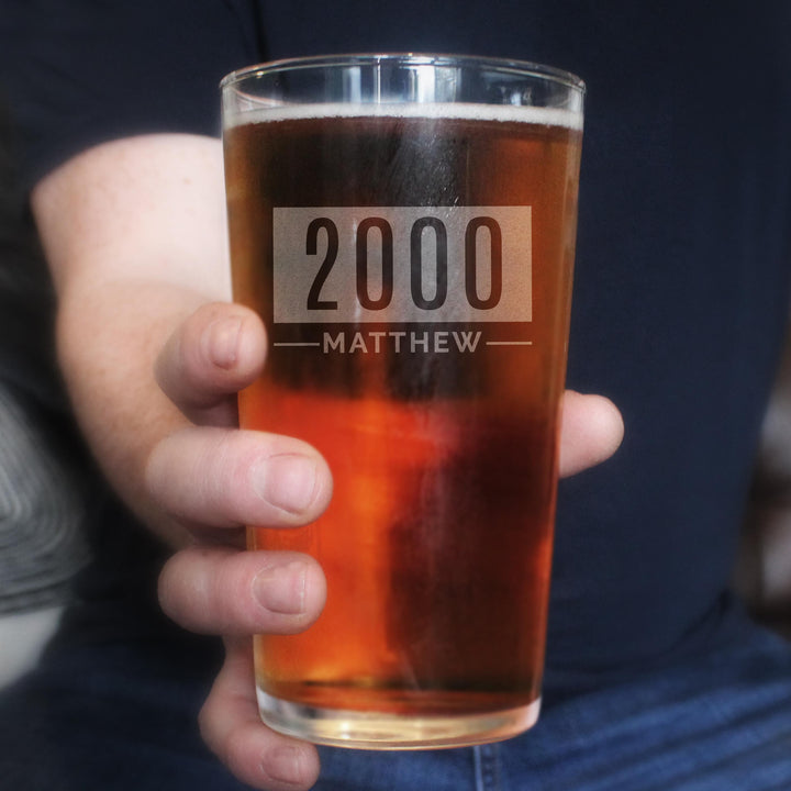 Personalised Name &amp; Date Pint Glass, The Personal Shop, personalised gifts