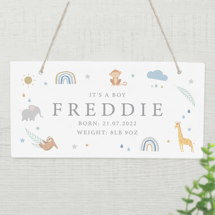 Personalised Safari Animals Wooden Sign – alternative view