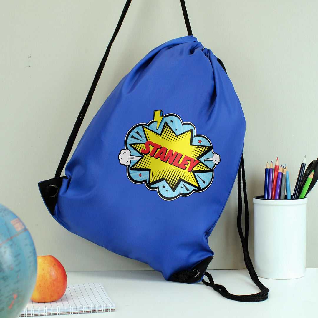 Personalised Superhero Blue Kit Bag – alternative view