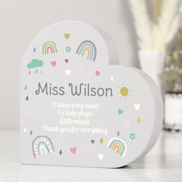 Personalised Rainbow Free Standing Heart ornament, The Personal Shop, personalised gifts