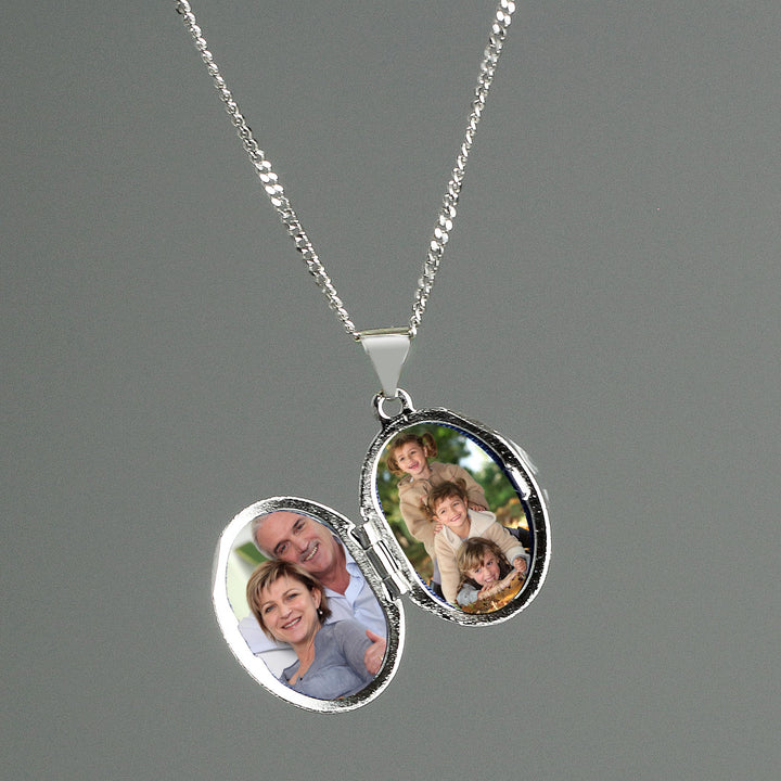 Personalised Sterling Silver Oval Locket Necklace – alternative view