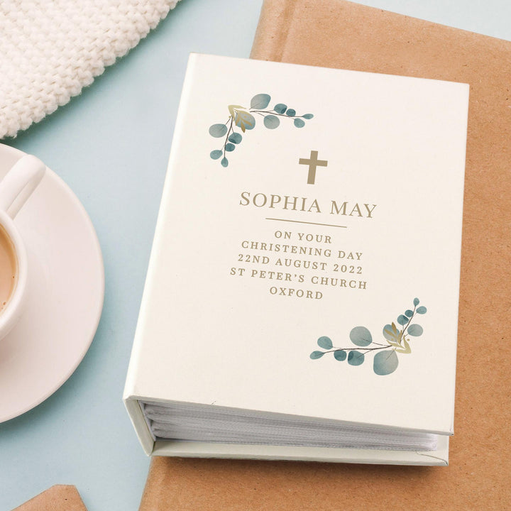 Personalised Eucalyptus Cross 6x4 Photo Album, The Personal Shop, personalised gifts