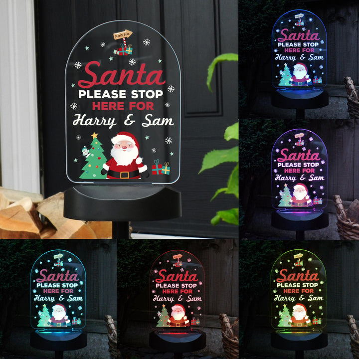 Personalised Santa Stop Here Outdoor Solar Light – alternative view