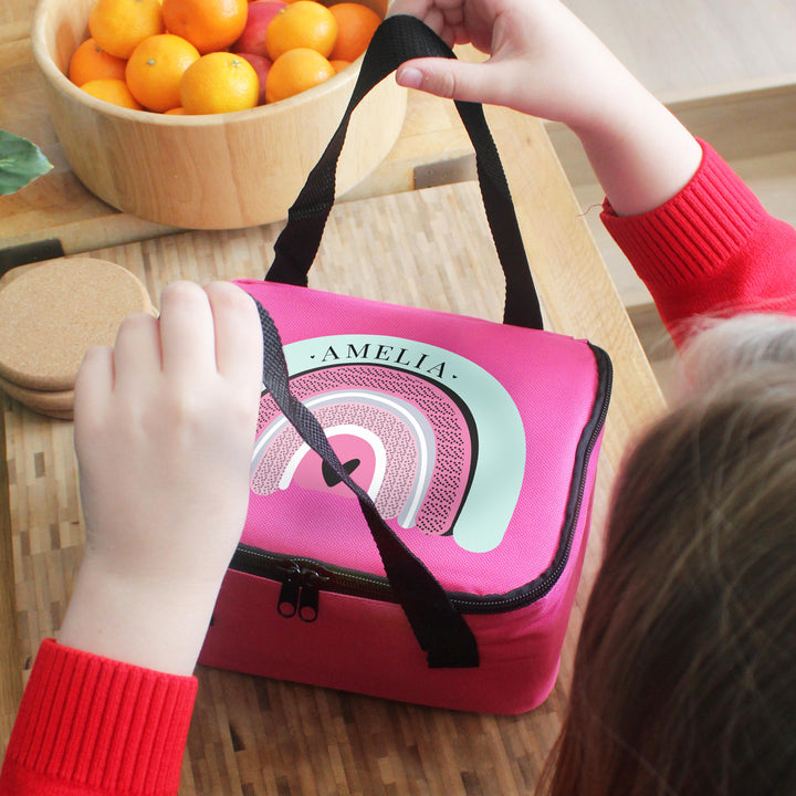 Personalised Rainbow Pink Lunch Bag – alternative view
