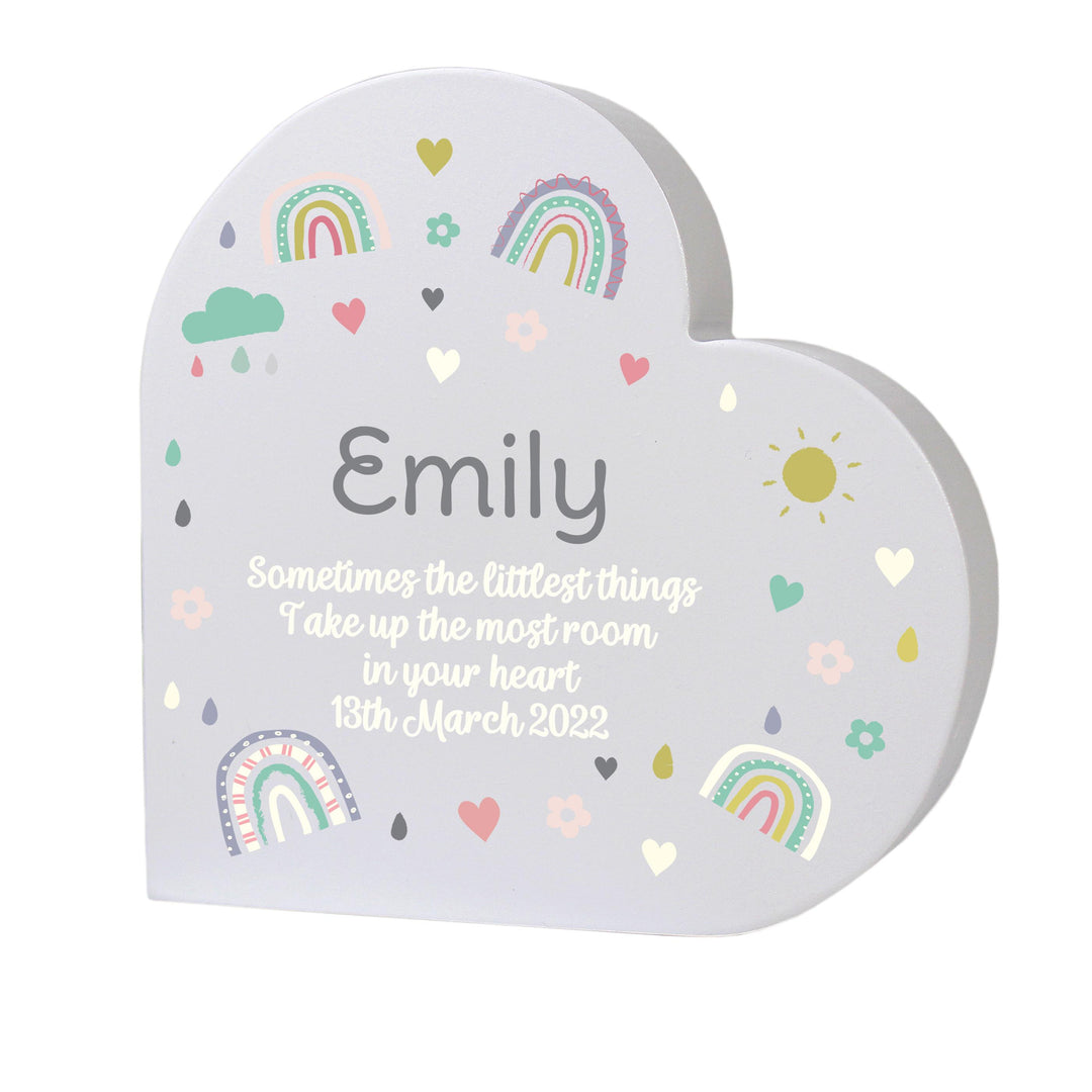 Personalised Rainbow Free Standing Heart ornament, The Personal Shop, personalised gifts