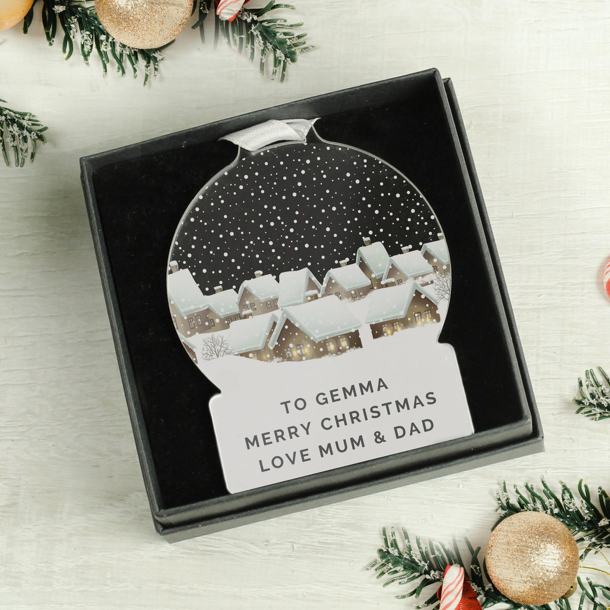 Personalised Christmas Home Acrylic Snowglobe Decoration, The Personal Shop, personalised gifts