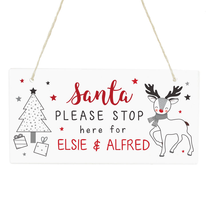 Personalised Rudolph Santa Please Stop Here Sign – alternative view