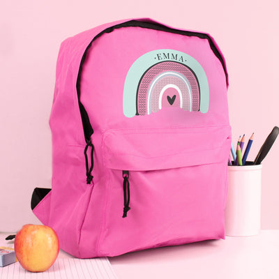 Personalised Rainbow Pink Backpack