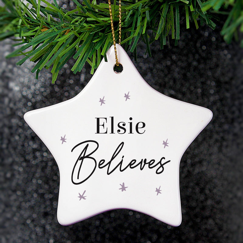 Personalised Believes Ceramic Star Decoration