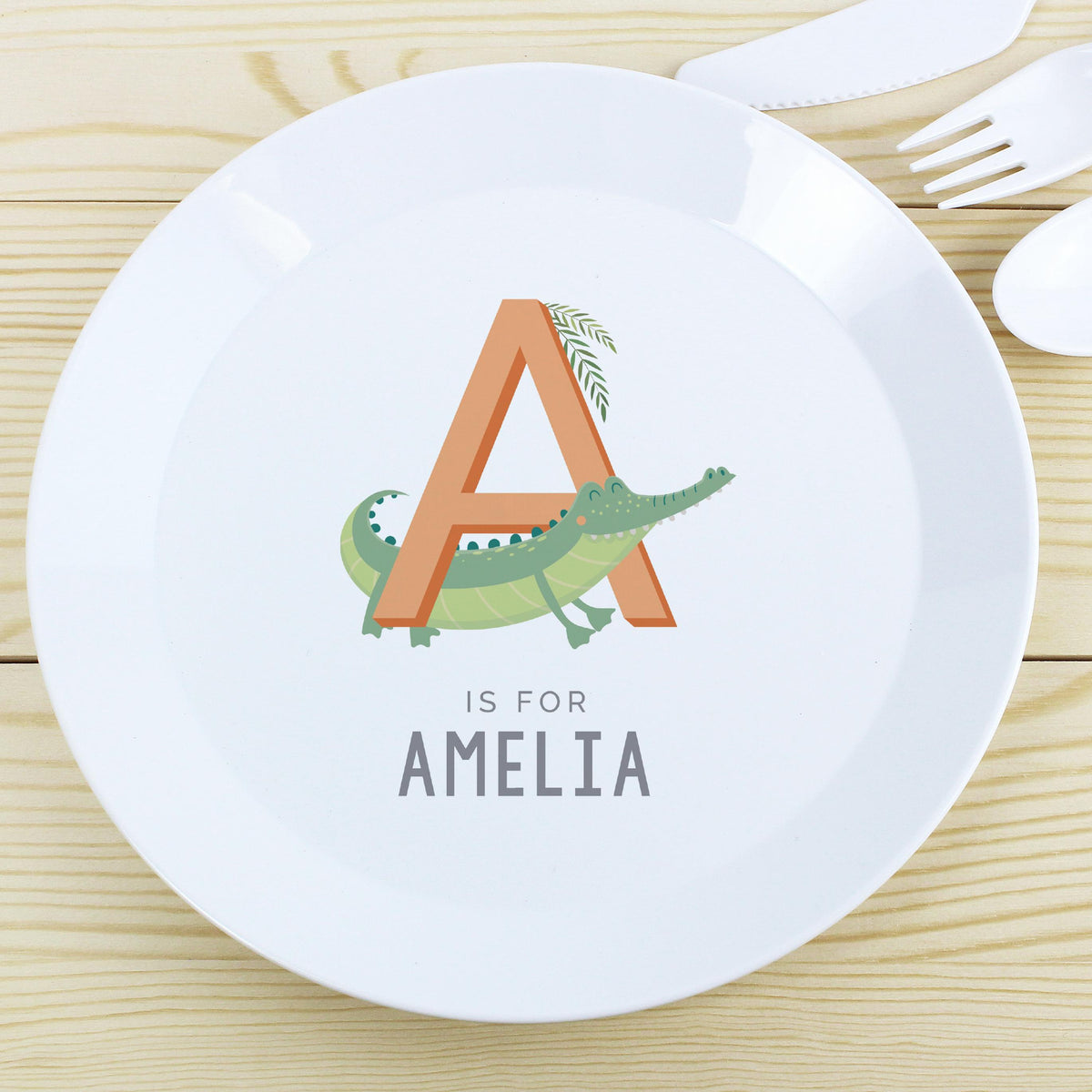 Personalised Animal Alphabet Plastic Plate – alternative view