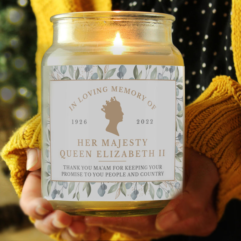 Personalised Queens Commemorative Large Vanilla Scented Candle Jar