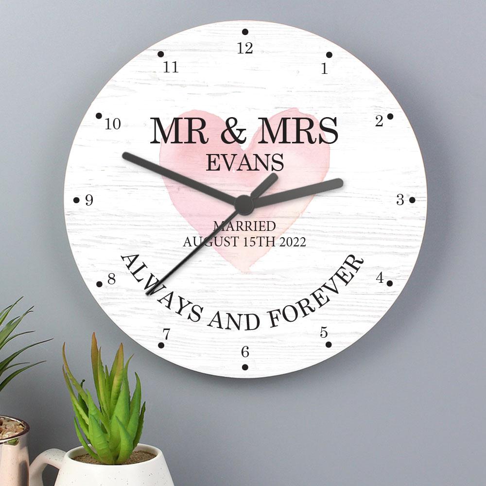 Personalised Couples Wooden Clock – alternative view