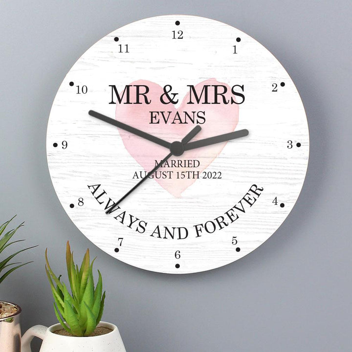 Personalised Couples Wooden Clock – alternative view