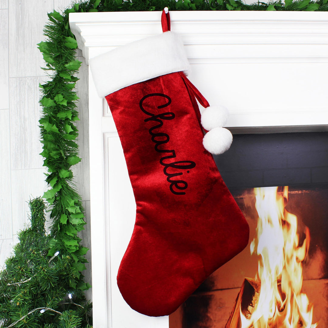 Personalised Name Only Red Stocking – alternative view