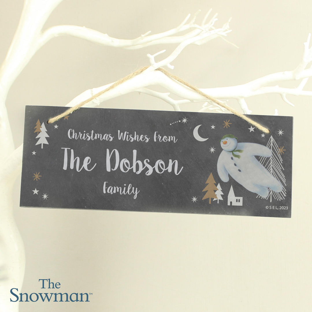 Personalised The Snowman Magical Adventure Hanging Slate Plaque – alternative view