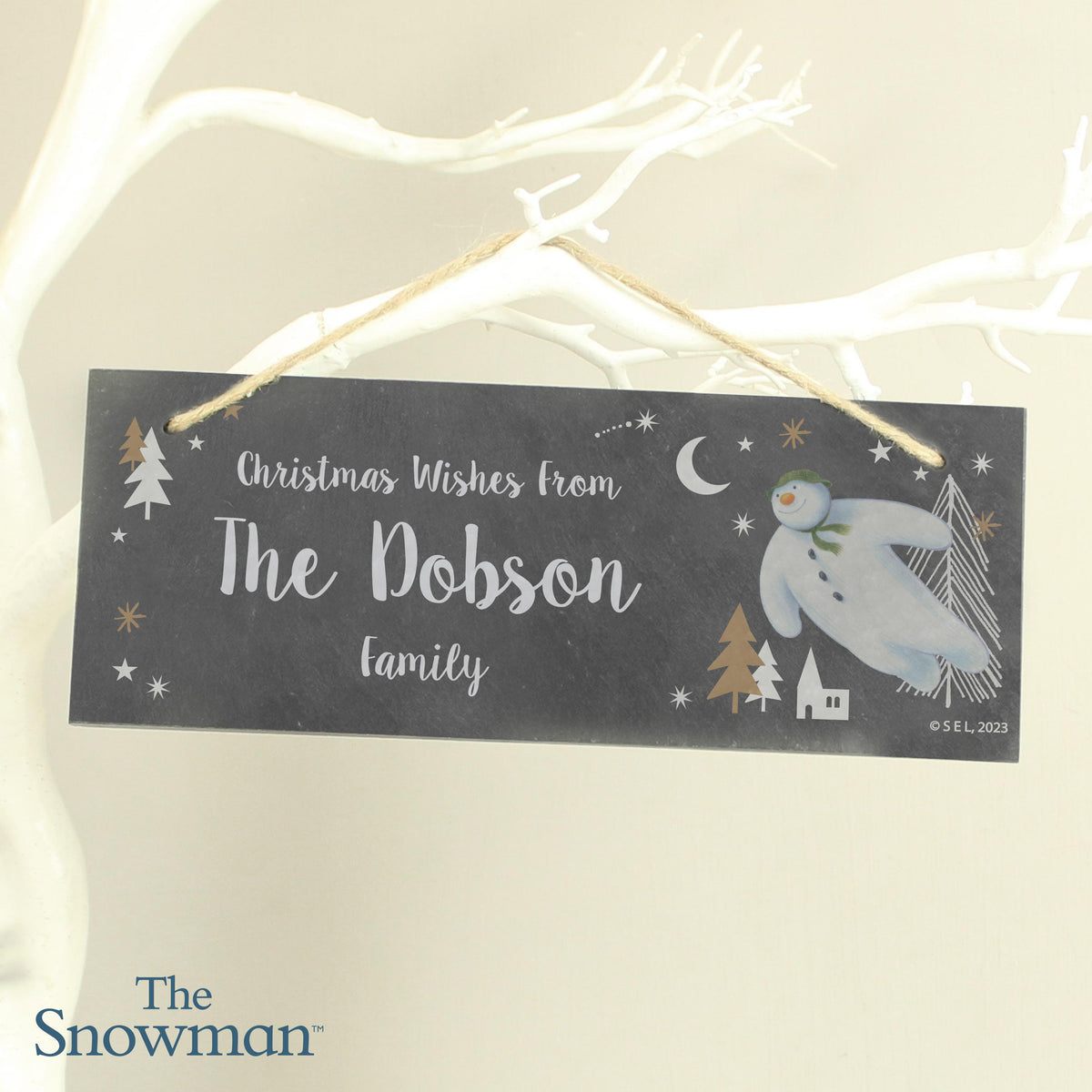 Personalised The Snowman Magical Adventure Hanging Slate Plaque – alternative view