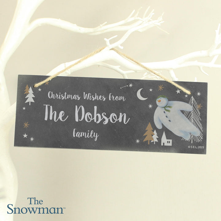 Personalised The Snowman Magical Adventure Hanging Slate Plaque – alternative view