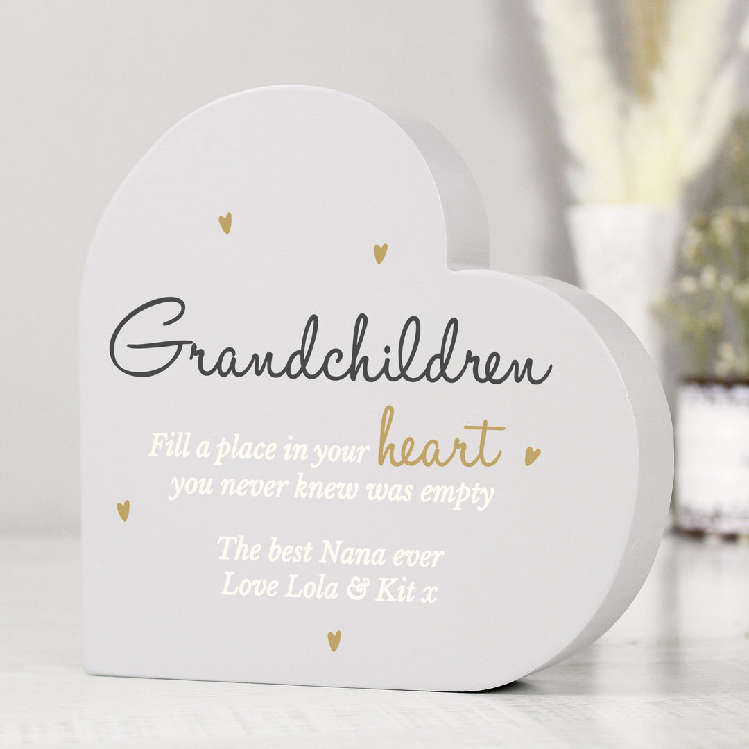 Personalised Grandchildren Free Standing Heart Ornament – alternative view