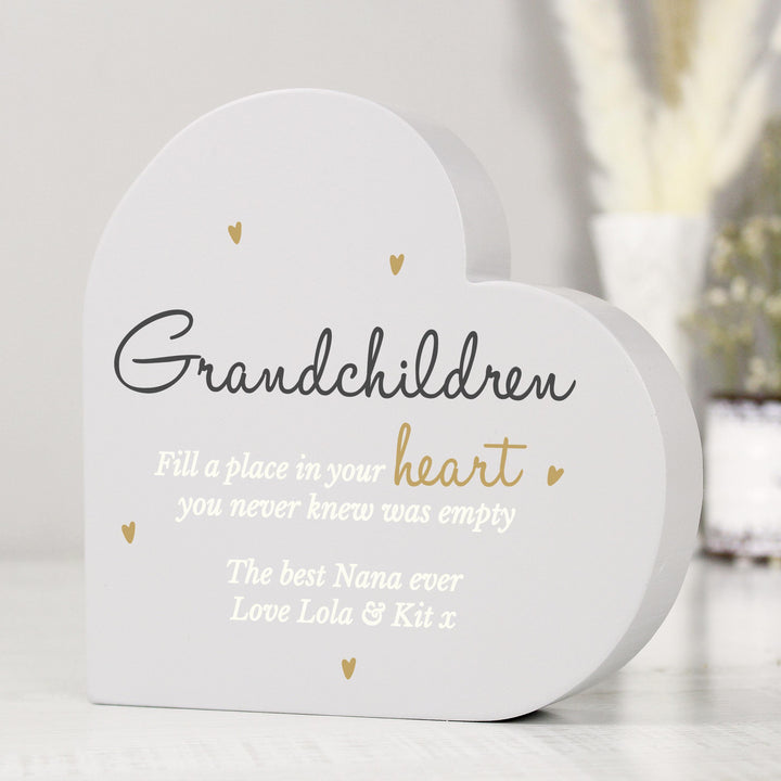 Personalised Grandchildren Free Standing Heart Ornament – alternative view