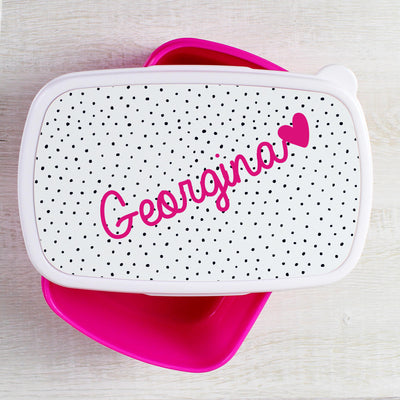 Personalised Pink Heat Name Only Pink Lunch Box