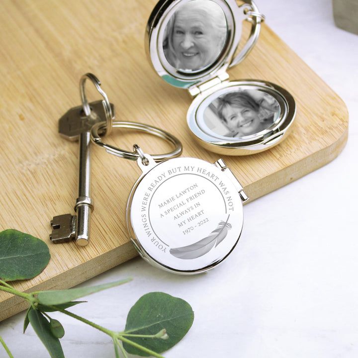 Personalised In Loving Memory Round Photo Keyring - alternative view