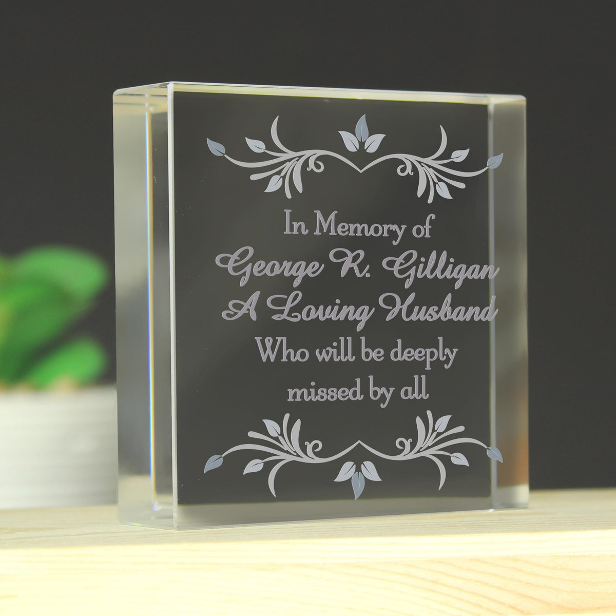 Personalised Sentiments Crystal Token – alternative view