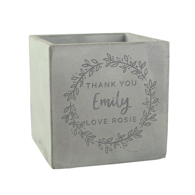 Personalised Wreath Concrete Pot