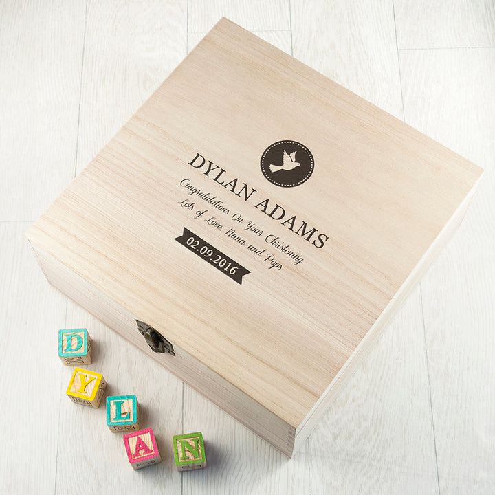 Personalised Christening Memory Box With Special Message