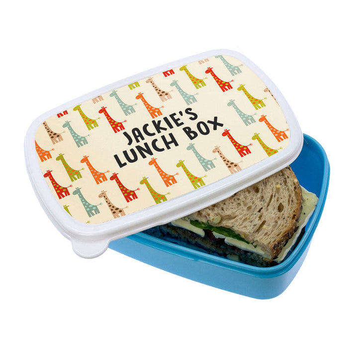 Personalised Colourful Giraffe Pattern Lunch Box