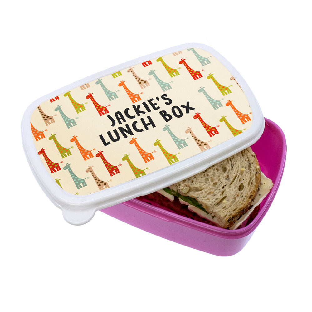 Personalised Colourful Giraffe Pattern Lunch Box