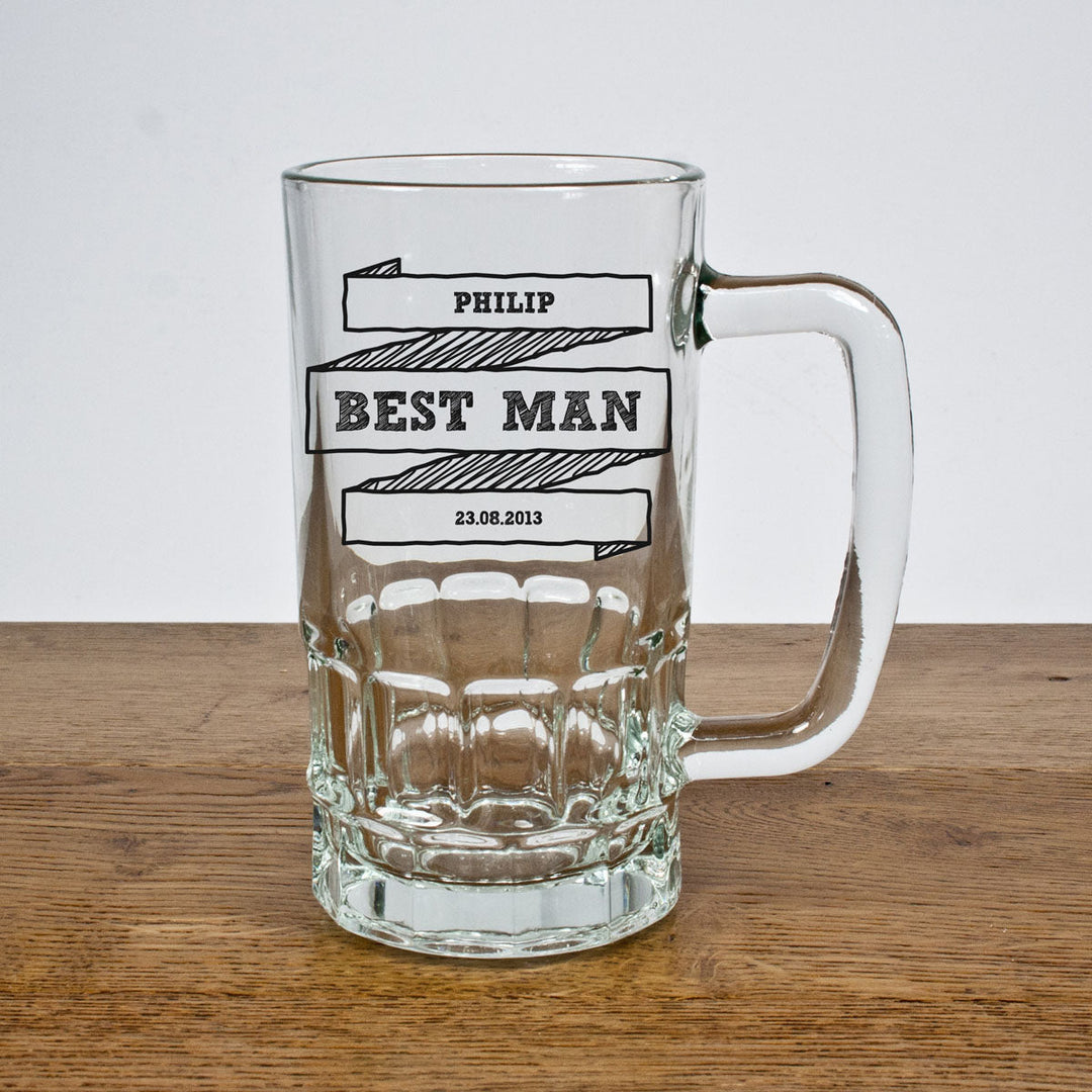 Personalised Comic Best Man/Groomsman Beer Glass Tankard