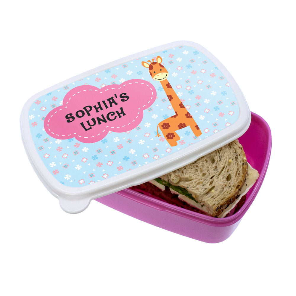 Personalised Cute Giraffe Character Lunch Box