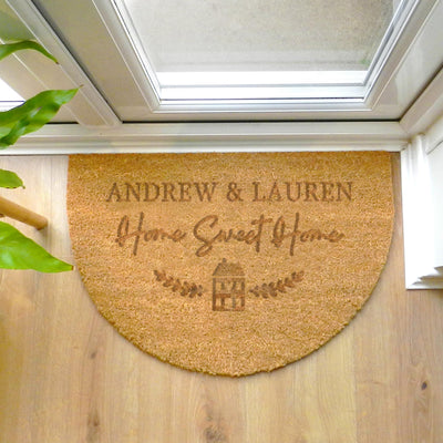 Personalised Home Sweet Home Half Moon Indoor Doormat