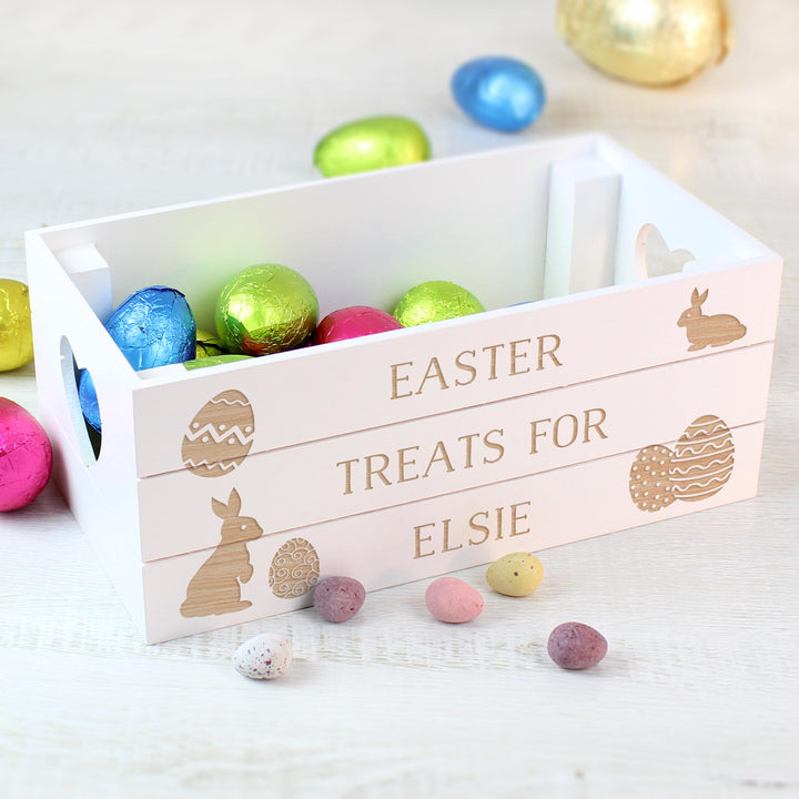 Personalised Easter Bunny White Wooden Crate – alternative view