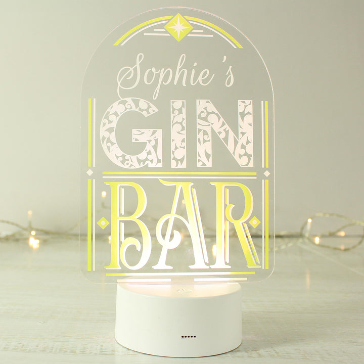 Personalised Gin Bar LED Colour Changing Night Light – alternative view