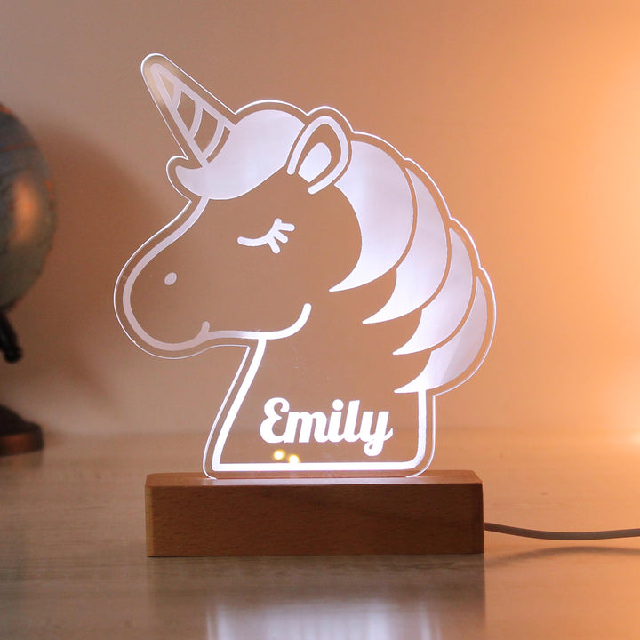 Personalised Unicorn Wooden Based LED Light - alternative view