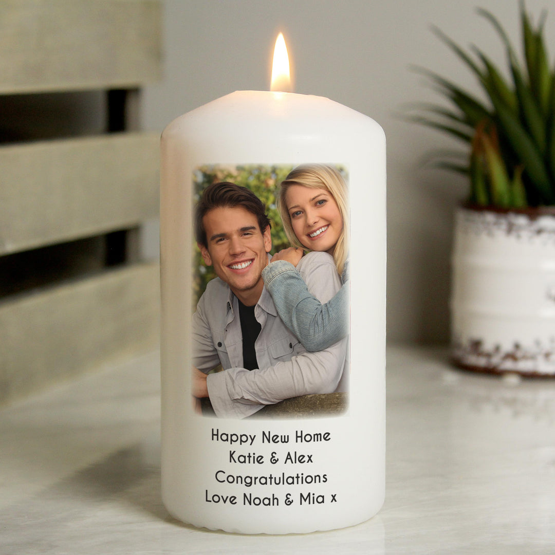 Personalised Photo Upload Pillar Candle – alternative view