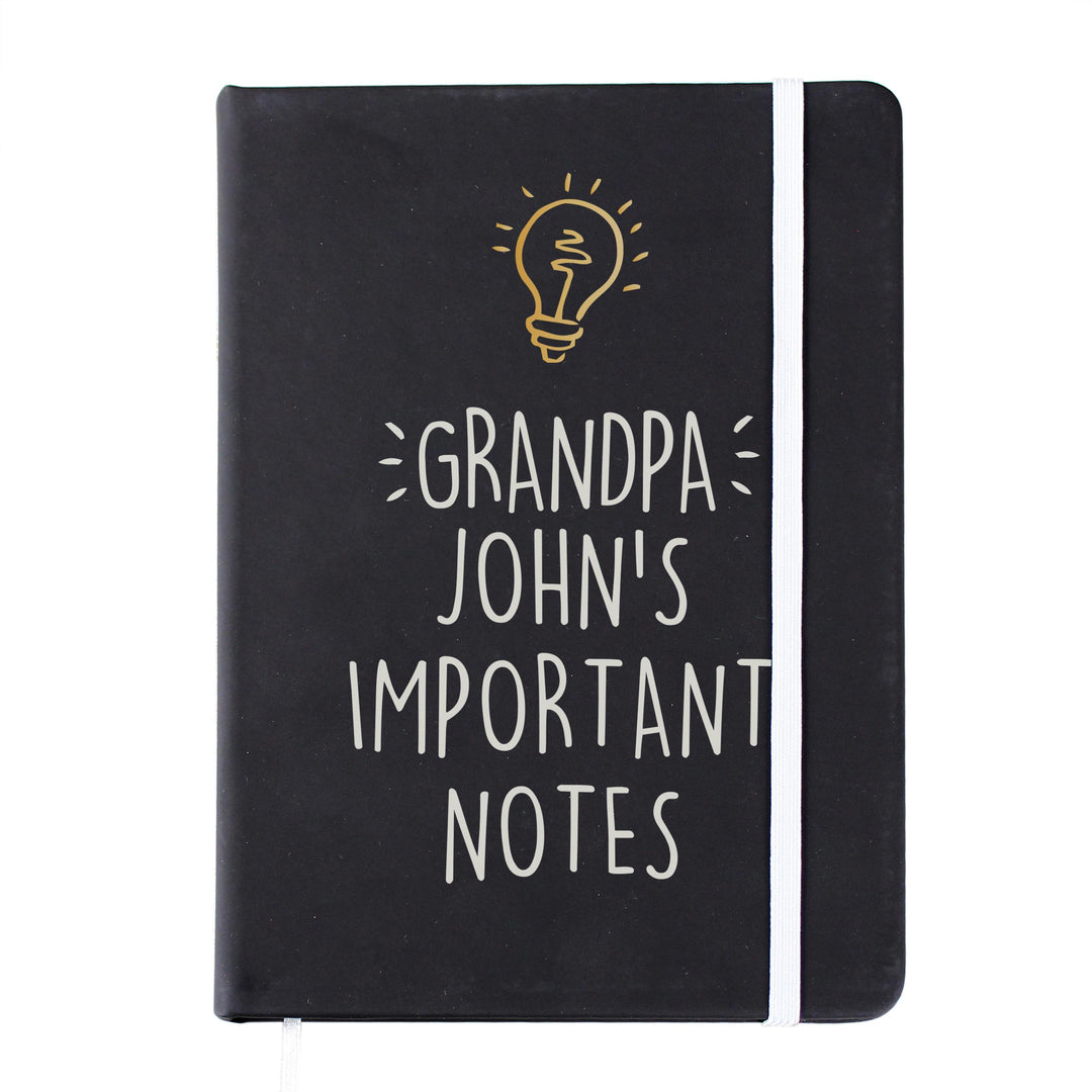 Personalised Light Bulb Black Hardback Notebook, The Personal Shop, personalised gifts