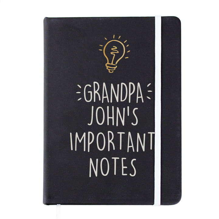 Personalised Light Bulb Black Hardback Notebook, The Personal Shop, personalised gifts