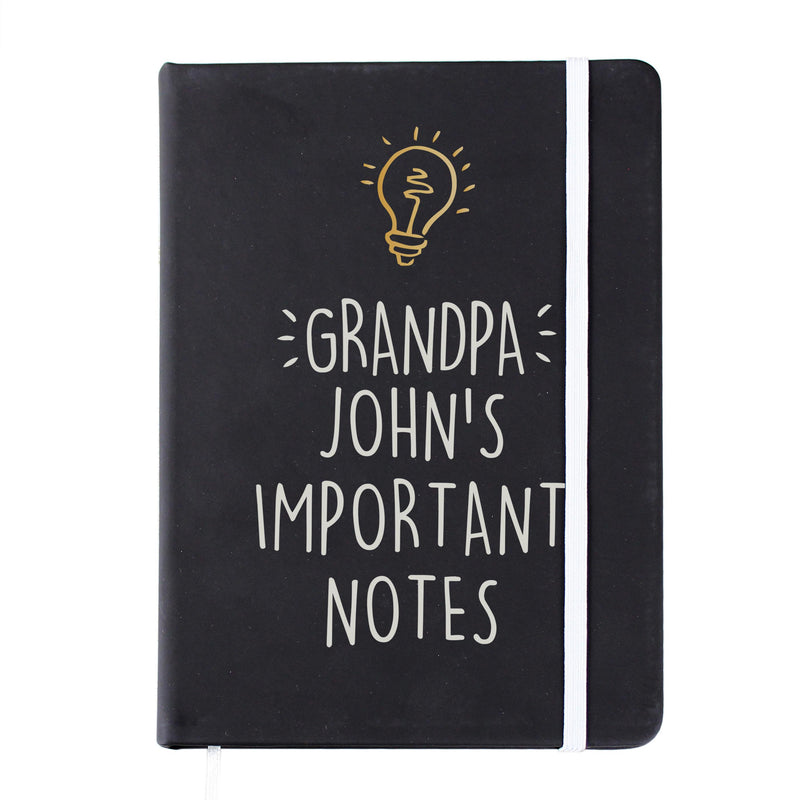 Personalised Light Bulb Black Hardback Notebook