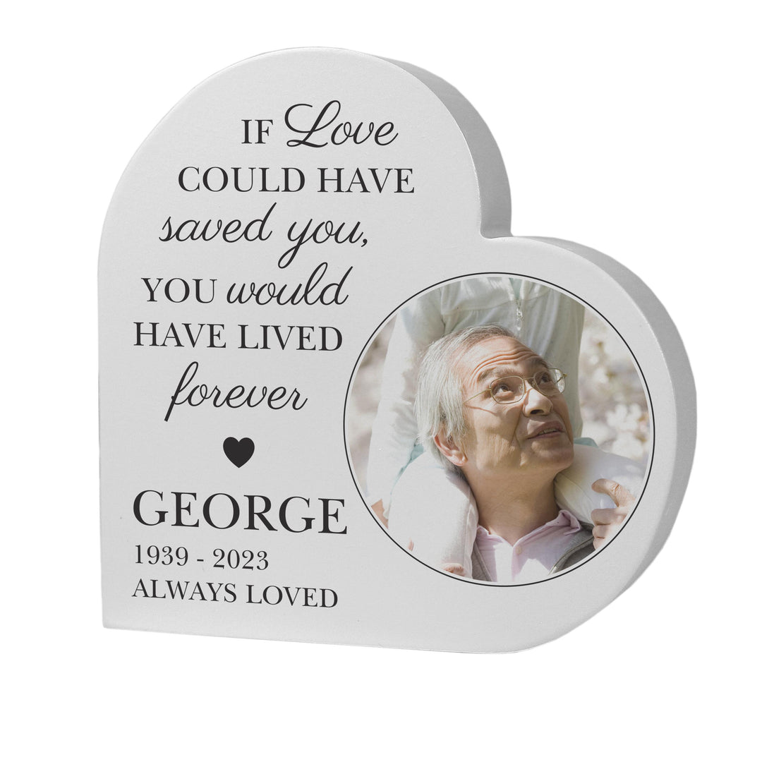 Personalised Memorial Photo Upload Free Standing Heart Ornament – alternative view