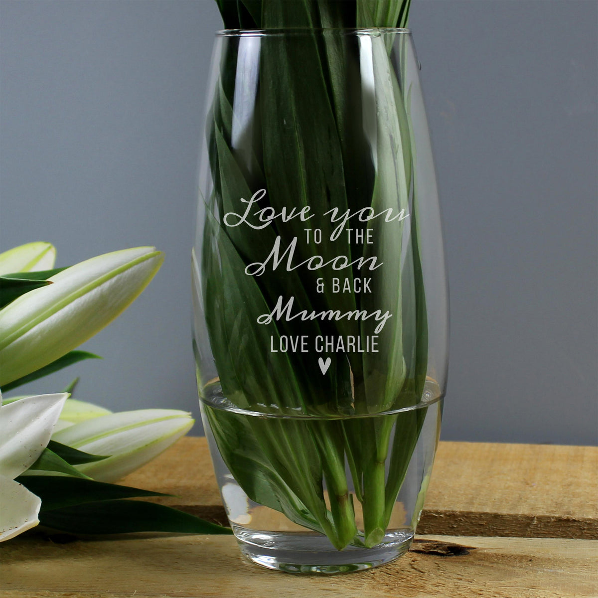 Personalised Love You To The Moon and Back Bullet Vase – alternative view