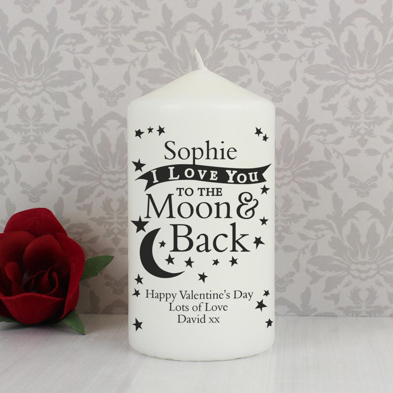 Personalised To the Moon and Back... Pillar Candle