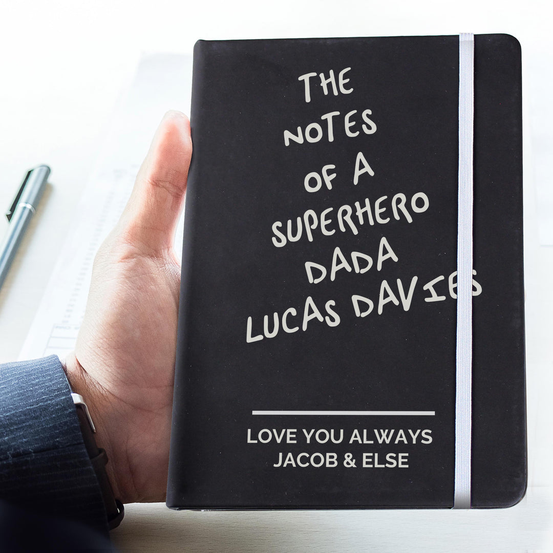 Personalised Free Text Black Hardback Notebook – alternative view